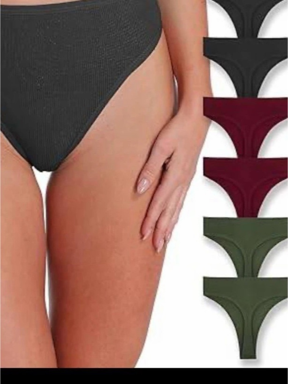 Women's High Waisted Ribbed Cotton Thongs Stretchy High Cut Breathable Underwear